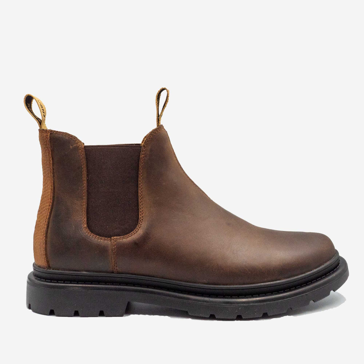 Renox Botines Chelsea Cuero Impermeable Café Hombre │ Original 2