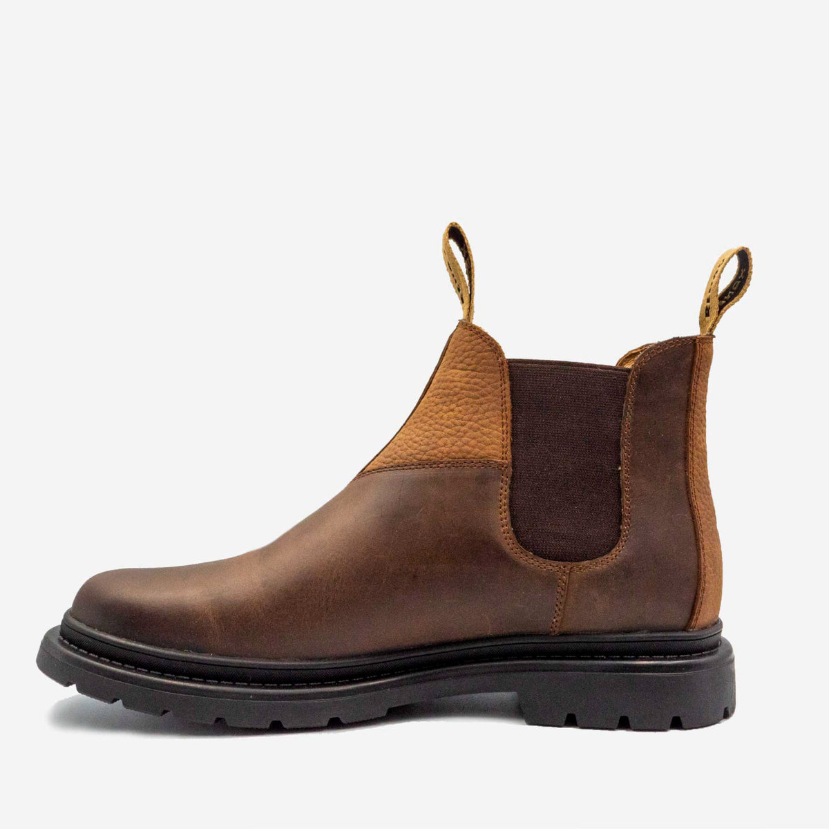 Renox Botines Chelsea Cuero Impermeable Café Hombre │ Original 2