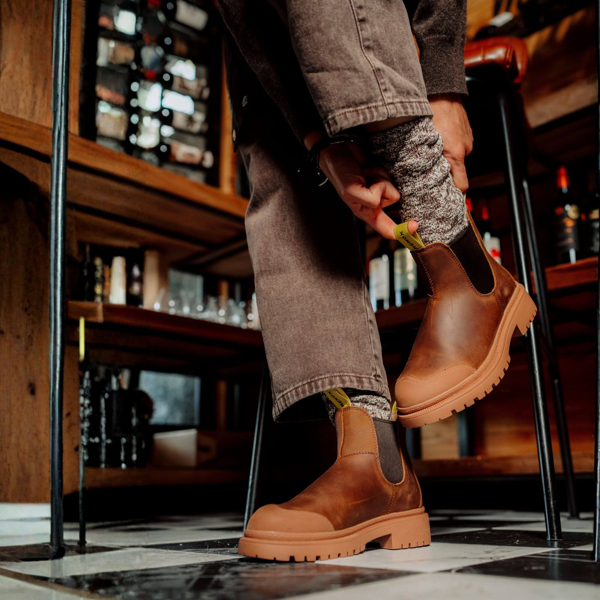 Botín Chelsea Whiskey Café Punta Goma Mujer Repelente Edición