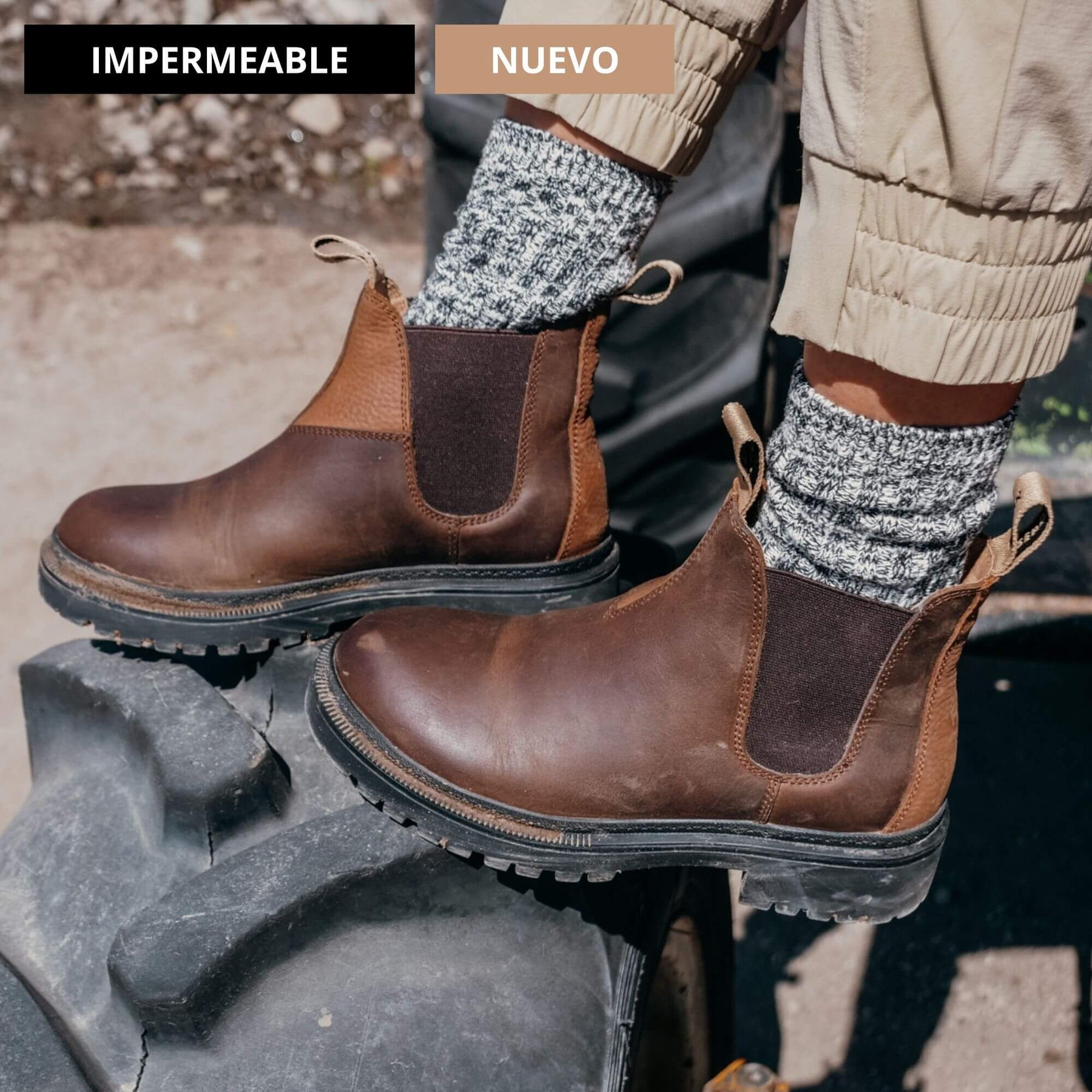 Renox Botines Chelsea Cuero Impermeable Café Mujer │ Original 2 – Renox ...