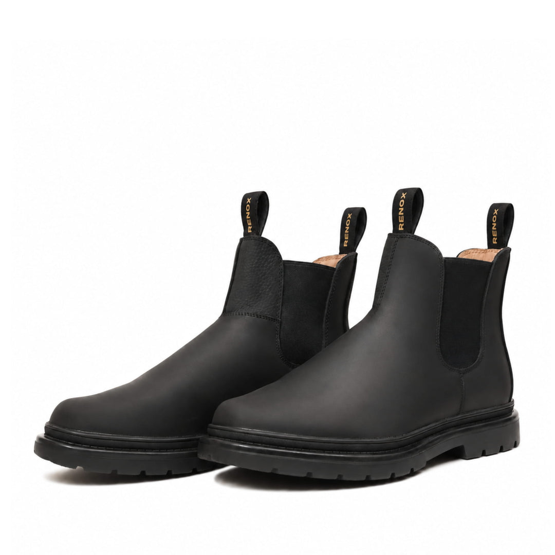 Botin Original 2 Renox de cuero negro con diseño Chelsea y suela antideslizante para uso diario