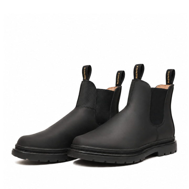 Botin Original 2 Renox de cuero negro con diseño Chelsea y suela antideslizante para uso diario